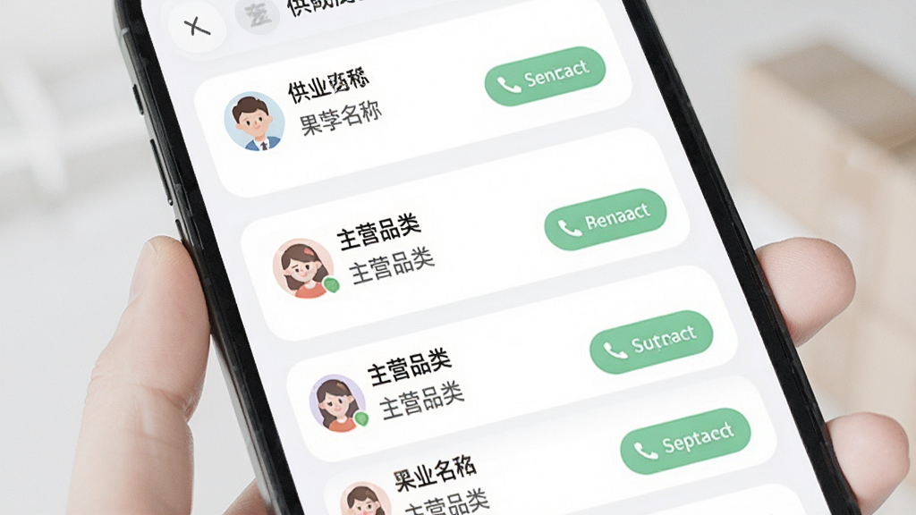�����Ͳɹ���Ӧ�̹������棬�ֻ���Ļչʾ��Ӧ���б���Ƭ��ÿ�ſ�Ƭ������Ӧ�����ƺ���ӪƷ�࣬����Ϊ��ֱ�б��Ű棬���Ϊ���Բ�ǿ�Ƭ��ƣ�ϸ�ڰ���ͷ��ͼ�����ϵ��ʽ��ť�����������ɾ����޶���Ԫ��