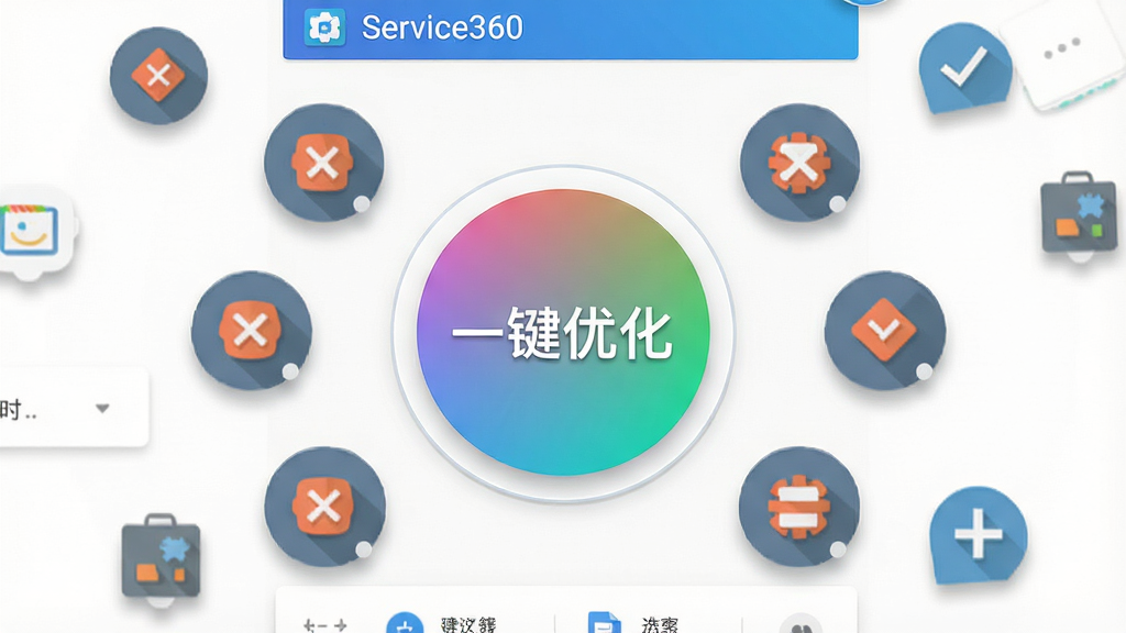 һ��չʾ��׿�ֻ������ͼƬ��������Service360Ӧ�ý�������һ����Ŀ��Բ�ΰ�ť����ť��д��һ���Ż�����Χ�����ű��رյķ���ͼ�꣬����Ϊ��ť���С�ͼ�������ܷ�ɢ�����Ϊ�������ı�ƽ����ƣ�ϸ�ڰ�����ť�Ľ���ɫ�ʺ�ͼ���С��Ӱ�����ʸ��壬�ɾ����޶���Ԫ��