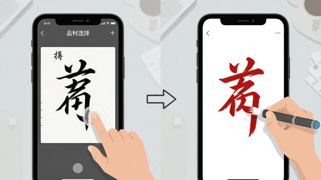 һ��չʾƷζ�鷨App�ƶ��˲��������ʾ��ͼ������Ϊ�ֻ���Ļ����չʾ�����Ϊ����ѡ����棬�Ҳ�Ϊ�����д���棬�м��м�ͷ���ӣ�����Ϊǳ�����棬����Ϊ���ҶԱ��Ű棬���Ϊ��ƽ���̳�ͼ��ϸ�ڰ�����ָ�������д�����������������ɾ����޶���Ԫ��