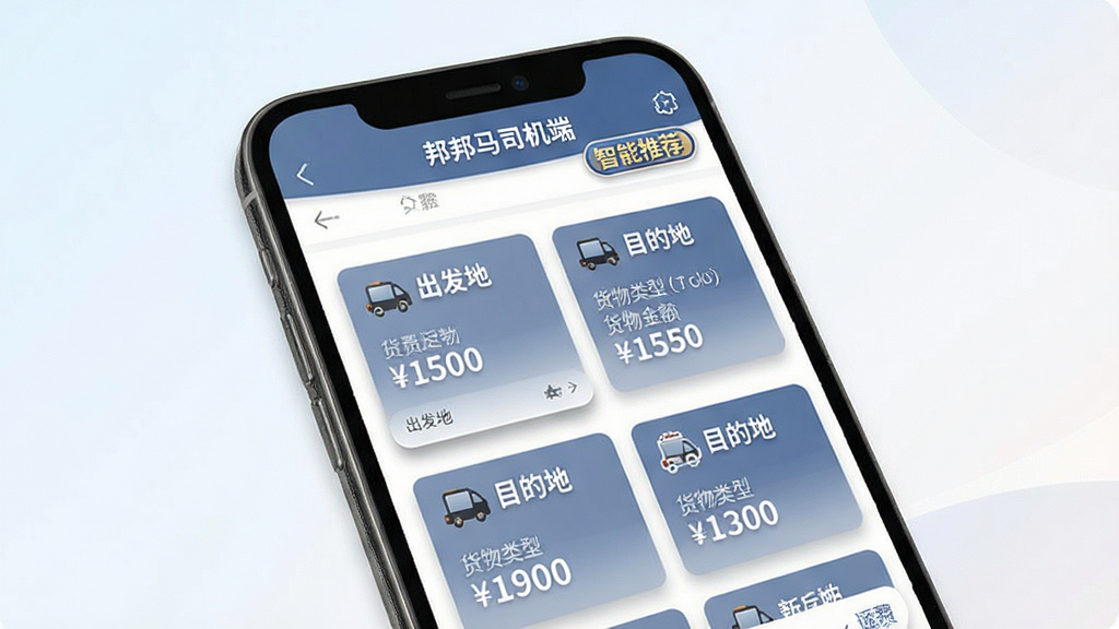 �����˾�������ܻ�Դƥ�书�ܽ��棬����չʾһ���ֻ���Ļ����Ļ�ϳ��ְ����˾����APP�Ļ�Դ�б�ҳ�棬������Դ��Ϣ��Ƭ�������У�ÿ�ſ�Ƭ��ʾ�����ء�Ŀ�ĵء��������͡��˷ѽ��ȹؼ���Ϣ����Ļ�Ϸ���