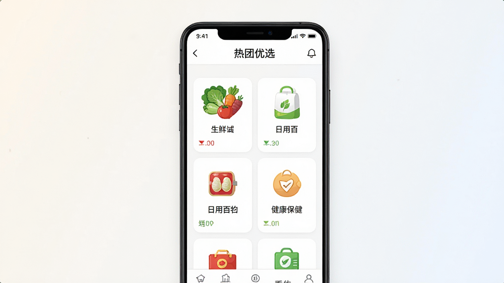 һ��չʾ������ѡAPP��ҳ������ֻ�����ͼ������������һ��������׿�ֻ�����Ļ����ʾ������ѡ�����Ź��̳ǵ���ҳ���������ʹ��ߡ����ðٻ���������������Ʒ����ͼ�꣬���岼�ּ������������Ϊǳɫ���䣬����ִ���Լ��ϸ�ھ��£����ʸ���ɾ����޶���Ԫ��