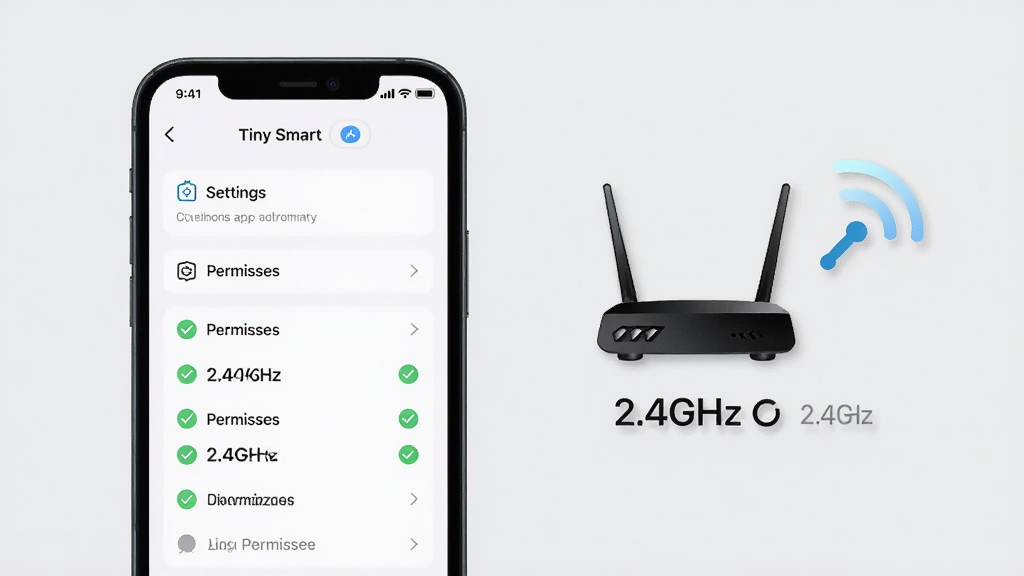 ����չʾһ���ֻ���Ļ��ʾTiny SmartӦ�����ý��棬�Ա���·����ͼ���2.4GHz�źű�ʶ���Լ�һ���򹴵�Ȩ���б�������Ϊǳ��ɫ����������죬ϸ�����������ʸɾ����޶���Ԫ�أ�����˵��������Ȩ������Ҫ�㡣