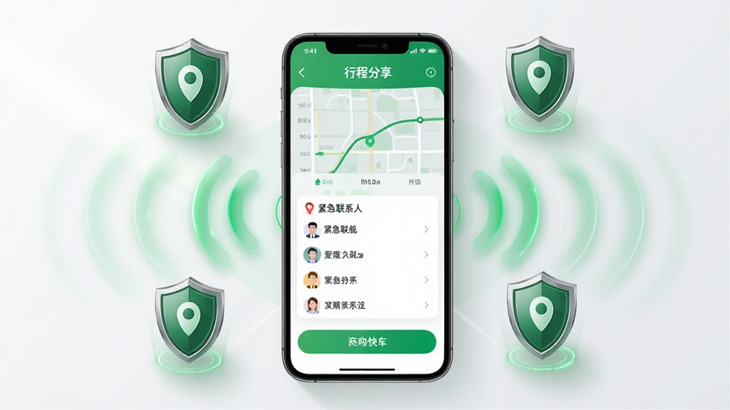 �쳵��˾����ȫ��������չʾ����������Ϊ�ֻ���Ļ��ʾ�г̷��������������ϵ���б�����Ļ��Χ���ƶ���ͼ�ꡢ��λ����밲ȫ�źŲ��ƣ����ֲ������ķ���ʽ��ͼ�����Ϊ��ȫ�Ƽ��У�ϸ����ǿ����������ɫ��ȫɫ�������ʸ��壬�ɾ����޶���Ԫ��