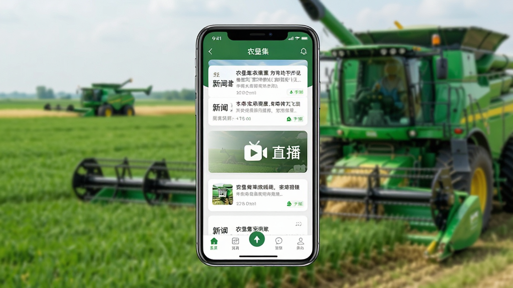 ũ�Ѽ�APP������չʾͼ�������������һ�������ֻ����ֻ���Ļ����ʾũ�Ѽ�Ӧ����ҳ������������Ѷ��Ƭ��ֱ�����ͼ����ײ�������������Ϊ��ɫũ�����ִ���ũҵ��е���黯������������������Ȼ�����ֲ��þ��й�ͼ���Ű������죬ϸ����ͻ��APPͼ��ͽ���Ԫ�أ����ʸ��壬�ɾ��޶���Ԫ��
