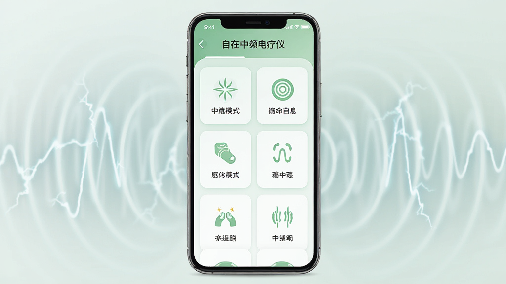 ����չʾ��������Ƶ�����ǡ�Ӧ���ڵ�ģʽѡ��ҳ�棬�ֻ���Ļ�������Ŷ��Բ�ǿ�Ƭ���ֱ��ע��ͬ����ģʽͼ�������ƣ��������ǳ��ɫ���ɫ���䣻�ֻ���Χ���Ƴ������͵粨������������Ƶ������������������¼�࣬���־��У����ʸɾ�����