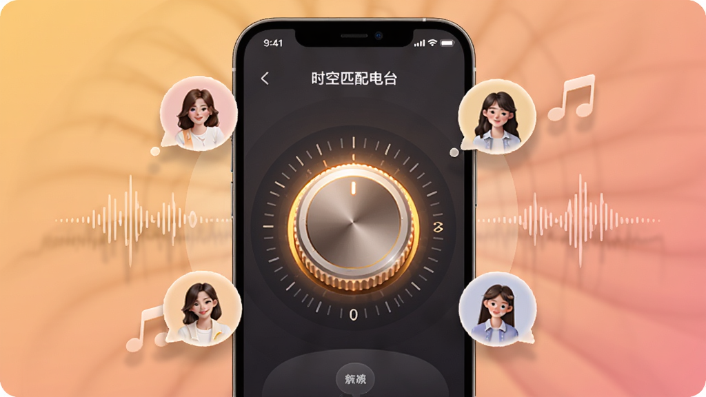 ��λʱ�������ڵ�ʱ��ƥ���̨���ܽ��棬����Ϊ�ֻ���Ļ��ʾһ������ĵ�̨��Ƶ��ť����ť��ΧƯ���Ų�ͬ�û���ͷ�����ݺ����ֲ��Ρ����ֲ��÷���״�Ű棬���Ϊ��ů����ϵ��ϸ�ڰ�������ɫ������ϸ�����Ӱ����������������ɾ����޶���Ԫ�ء�
