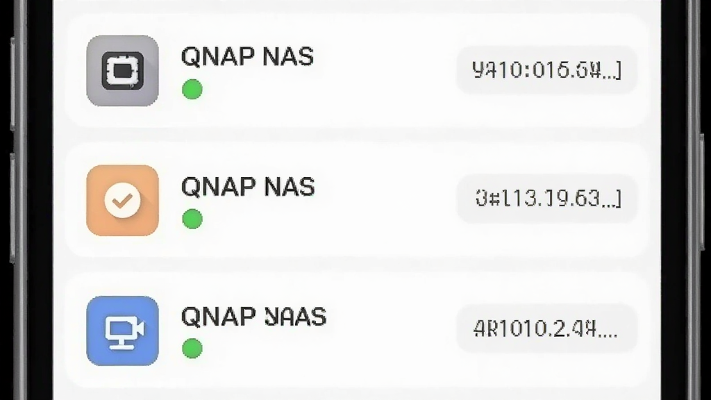 ����Ϊ�ֻ�Ӧ�ý����ͼ����ʾ��� QNAP NAS �˻��б���ÿ���˻��ж���ͼ������ƣ�����Ϊ��ֱ�б����Ű����룬���Ϊ��ˬ����ϸ�ڰ����˻������Ե���ɫ����״̬����Ҳ����֤��Ԥ�������ʸ��壬�ɾ����޶���Ԫ��