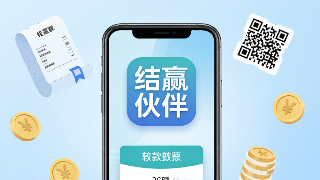 һ�������ֻ�����չʾ����Ļ������ʾ����Ӯ��顱�ĸ����ֵ�Ӧ�ó���ͼ�꣬ͼ���·��Ǽ����տ���棬���汳���Ǹɾ���ǳ��ɫ���䣬��Χ����������СƱ����ά�롢��ҵ�����Ԫ�أ�������ñ�ƽ����Ʒ�񣬹�ͼ���жԳƣ�����������ͣ����������ɾ����޶�������