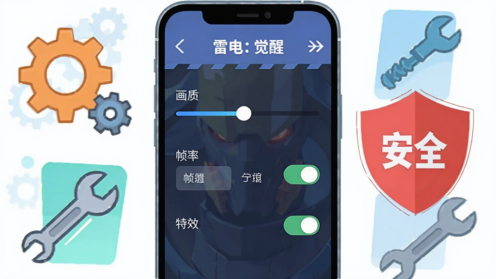 ����չʾһ�������ֻ�����Ļ����Ļ����ʾ�׵磺���ѵ���Ϸ���ý��棬���Կ������ʵ��ڻ��顢֡��ѡ�����Ч���ء��ֻ���Χ�г��֡����ֵȹ���ͼ�꣬�Լ�һ����Ŀ�ĺ�ɫ����ͼ�꣬������д�š���ȫ�����֡�������Ϊ��ƽ���Ƽ��廭��ɫ����������������������ɾ����޶������֡�