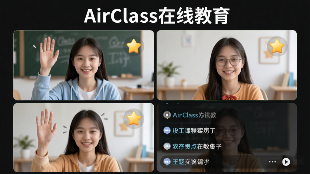 ����ΪAirClass���߽���С����ý��棬����Ϊ�Ĺ�����Ƶ���ڣ��Ű��Ϸ�Ϊ�γ����⡰AirClass���߽����������Ϊ���û����磬ϸ�ڰ���ѧԱ����ͼ�ꡢ�������ǡ����������֣������������ɾ����޶���Ԫ��
