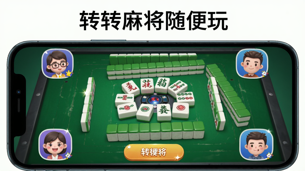 ����Ϊһ�������ֻ�����Ļ��ʾתת�齫�������Ϸ���棬��ɫ�齫����������λ���ͷ���ƣ�����ڷ��齫�ƣ�����Ϊ�����ֻ��������Ű��Ϸ����׷����������ơ�תת�齫����桱�����Ϊ������Ϸ����ͼ��ϸ�ڰ����齫����������ť�߹⡢��ұ���ͼ�꣬���ʸ��壬�ɾ����޶���Ԫ��