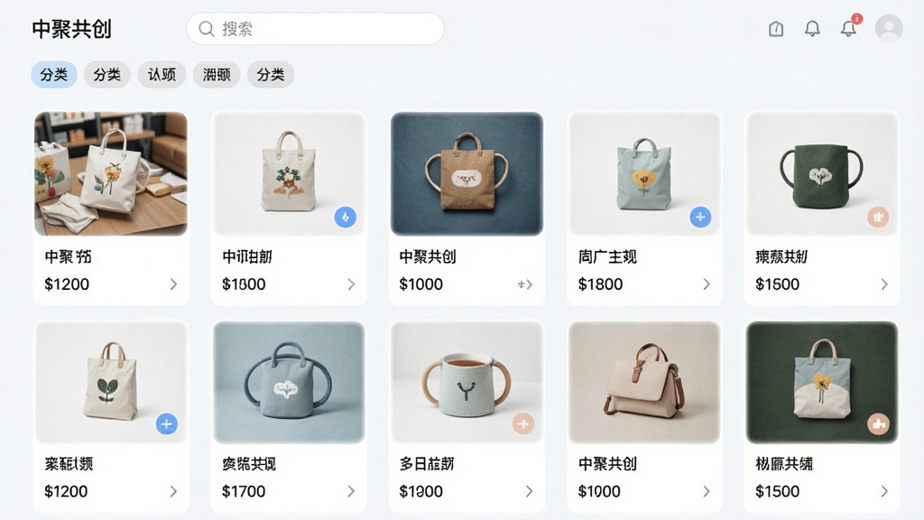 һ��չʾ���о۹�������Ʒ����ҳ���ͼƬ���������ж����Ʒ��Ƭ��������ʽ���У�ÿ����Ƭ������ƷͼƬ�����ƺͼ۸񣬶�����������ͷ����ǩ�����Ϊ����ǳɫ���������룬���ʸɾ����޶���Ԫ��