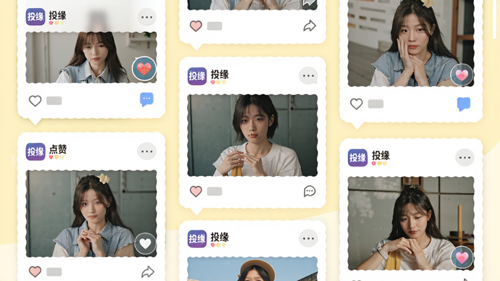 ����չʾһ���罻��̬�㳡��������棬����û�������ͼ�Ķ�̬�Կ�Ƭ��ʽ�������У���Ƭ����