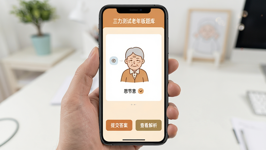 ����������������������ϰҳ�棬�ֻ���Ļ��ʾһ��ͼ���ж��⣬�·��С��ύ�𰸡��͡��鿴��������ť������ɫ����ů�������������������ɾ�������