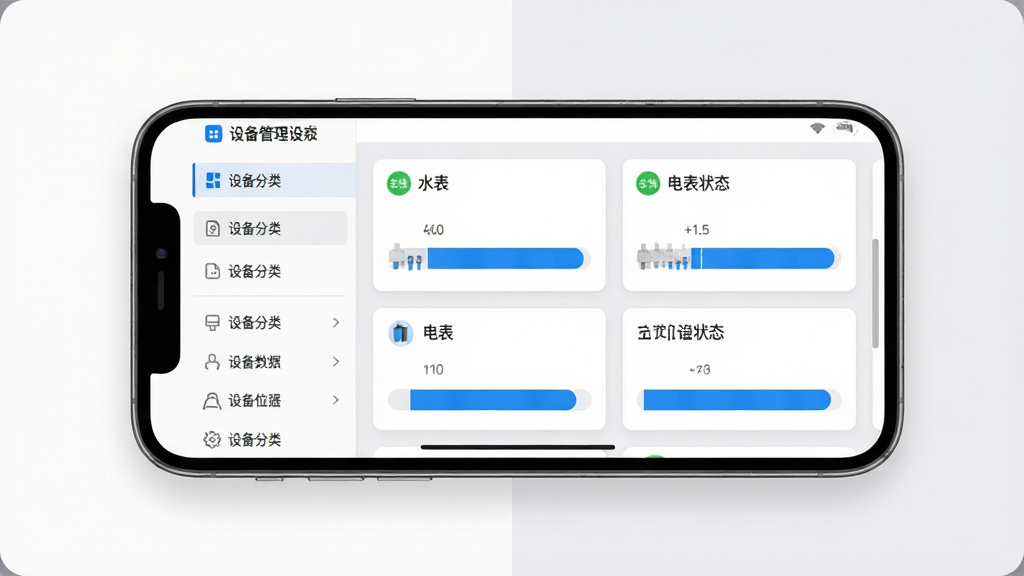 һ�������豸��������չʾ��������һ���ֻ�������ʾ�豸�б������Ϊ�豸����˵����Ҳ�Ϊˮ����������Ž����豸״̬��Ƭ����Ƭ������ɫ���߱�ʶ����ɫ������������Ϊ��ɫ��ǳ��ɫ���䣬��������࣬����Ϊ���ҷ��������ʸ��壬�ɾ����޶���Ԫ��