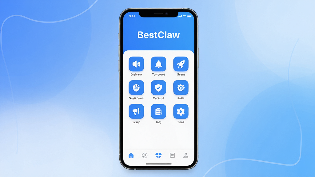 ����Ϊһ�������ֻ�����Ļ������ʾ BestClaw Ӧ�������棬���ּ�࣬����Ϊ�������� BestClaw���в�Ϊ����ͼ�����񣬵ײ�Ϊ���������Ű���þ��жԳƹ�ͼ�����Ϊ�ִ��Ƽ��б�ƽ����ƣ�ϸ�ڰ�����͵Ľ��䱳����������ͼ���������������ɫ���ɫ��ɫ������Ϊ���� 4K���ɾ����޶���Ԫ�ء�