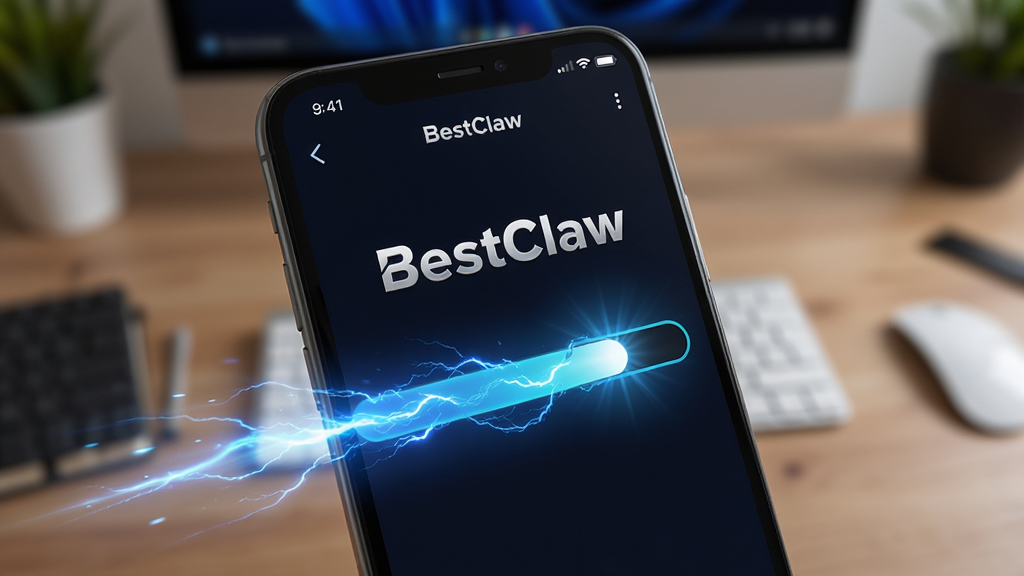 ����Ϊ BestClaw Ӧ������ʱ���ֻ���Ļ��д����Ļ��ʾ���ܼ��ؽ�����˲����ɣ�����Ϊ�ֻ������ӽǣ�����Ϊģ�������档�Ű�ͻ���ٶȸУ����Ϊ���пƼ��磬ϸ�ڰ�����Ч��β����ɫ���������������� BestClaw ��ʶ�����ʸ��壬�ɾ����޶���Ԫ�ء�