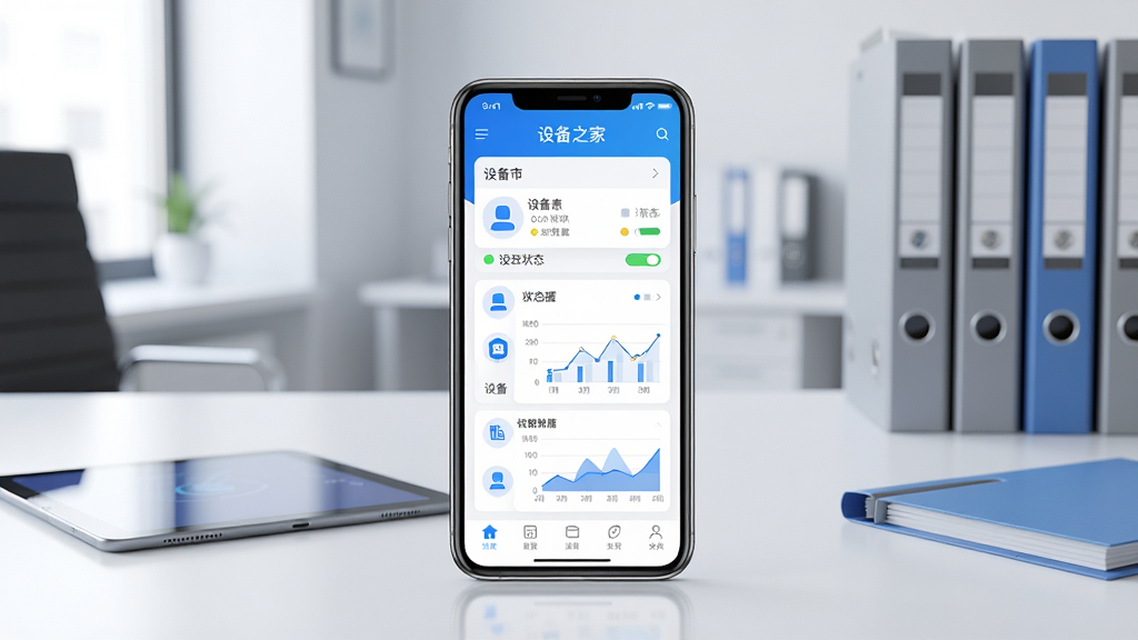 һ��չʾ�ƶ����豸����Ӧ��������ĳ���ͼ������������һ�������ֻ�����Ļ��ʾ�豸֮��Ӧ�õ���ҳ��ҳ������豸�б���״ָ̬ʾ�ơ�����ͼ����Ԫ�أ������Ǽ����ִ����칫�һ����������ϰڷ���ƽ����Ժ��ļ��У����Ϊдʵ�Ƽ��磬ϸ��������ɫ��������Ϊ�������ʸ��壬����ɾ����޶���Ԫ��