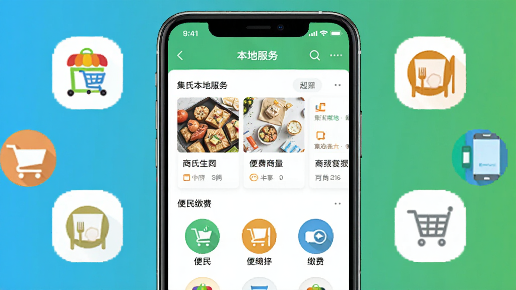 ��������APP����չʾͼ���������ֻ���ĻΪ���ģ���Ļ��չʾ��������ı��ط���ҳ�棬�����̻��б��ͱ���ͼ�꣬��Χ�����ų��С��������ɷѵ�Сͼ�꣬��������������ƽ����ɫ��������ϸ�ڷḻ�����ʸɾ����޶���Ԫ��