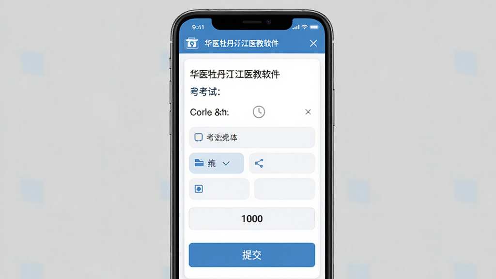�����ǻ�ҽĵ����ҽ�����������߿��˽��棬����Ϊ�ֻ���Ļ����ʾ������Ŀ��ѡ��Ű����½ṹ�����Ϊ��࿼��ϵͳ���ϸ�ڰ���������֡�ѡ�ť����ʱ�����ύ��ť�����ʸ��塢�ɾ����޶���Ԫ��