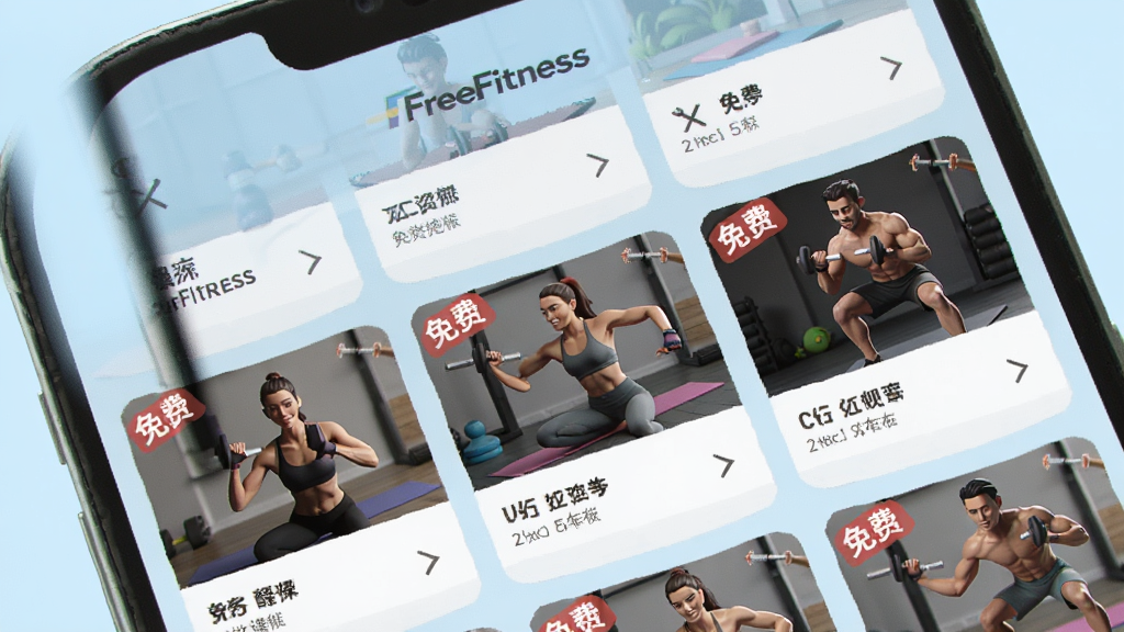 һ��չʾFreeFitness������ѿγ��б����ֻ�����ͼ���������ֻ���Ļ��ʾ���ѵ���γ̿�Ƭ����ע��