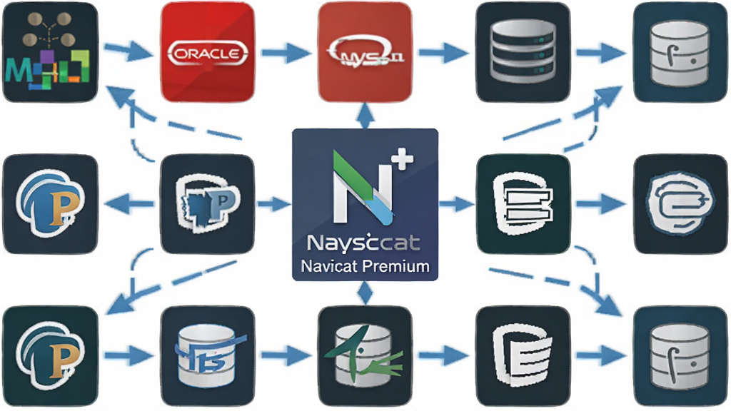 һ��չʾ������ݿ�ͼ�껷���� Navicat Premium ��־��ʾ��ͼ���������������� Logo�����ֲܷ��� MySQL��Oracle��PostgreSQL �����ݿ�ͼ�꣬����ɫ��ͷ���ӱ�ʾ������ͨ�������Ƽ��У����������ɾ����������� 