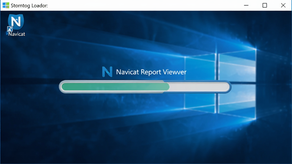 Navicat Report Viewer �� Windows �����ϵĿ�ݷ�ʽͼ�����������棬����Ϊ��������������������Ϊ��Ļ���룬�Ű��࣬���Ϊ�ִ������������棬ϸ�ڰ������� Logo ������������ʸ��壬�ɾ����޶���Ԫ�ء�