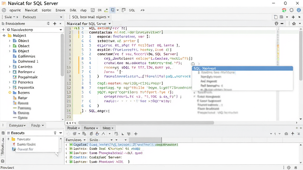 һ��չʾ Navicat for SQL Server SQL �༭�������ͼƬ�������Ǵ����﷨������ SQL ��ѯ���룬����Ϊ�������б����м�༭�����·���������Ű湤�������Ϊ�ִ���̹��߷��ϸ�ڰ�����ɫ�ؼ��֡��Զ���ȫ������ִ�а�ť�����ʸ��壬����ɾ����޶���Ԫ�ء�