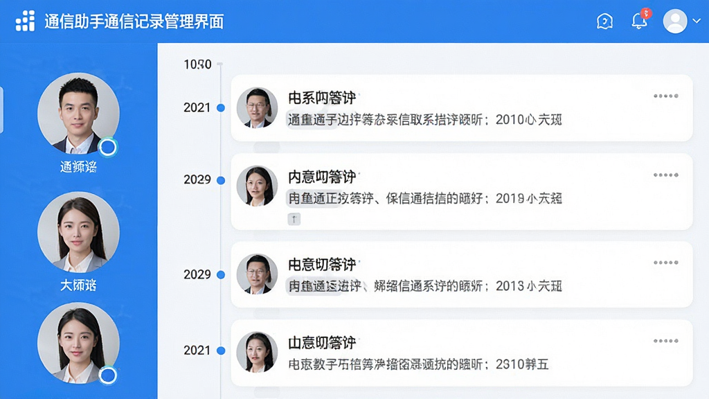 ͨ������ͨ�ż�¼�������棬����չʾʱ�������е���Ϣ�б����������ϵ��ͷ�������Ҳ���ʾ��ϸͨ�����ݣ��������ִ���࣬������ɫ�����Ľ��棬�����������ɾ����޶���Ԫ��