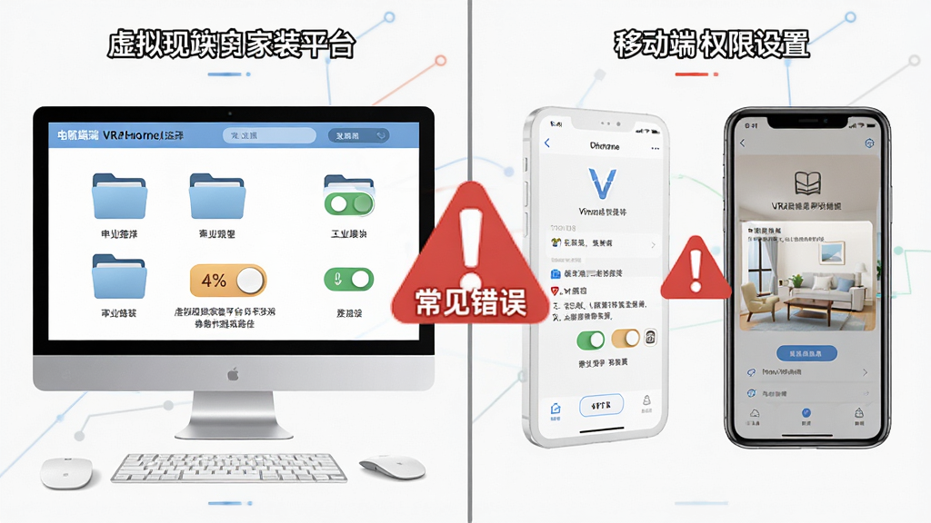 ������ʵ��װƽ̨VRHome���ֲ����ܿ�ָ��ʾ��ͼ�������Ϊ�������������Ϊ���Զ˰�װ·��ѡ����棬�Ҳ�Ϊ�ƶ���Ȩ�����ý��棬�м��ú�ɫ��ʾͼ���ע�������󣬷��Ϊ��Ϣͼ���磬ϸ�ڰ����ļ���ͼ�ꡢȨ�޿��غ���ʾ���֣����ʸ��壬����ɾ����޶���Ԫ��