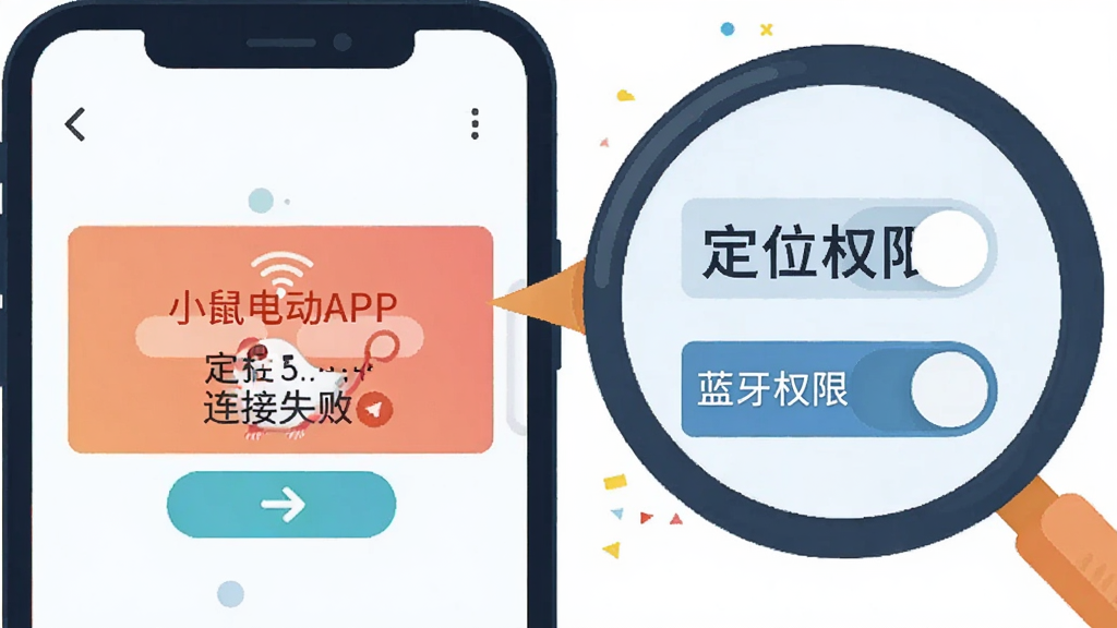 �ֻ���Ļ��ʾС��綯APP������ʧ����ʾ���棬�Ա��зŴ�ͼ��ָ��