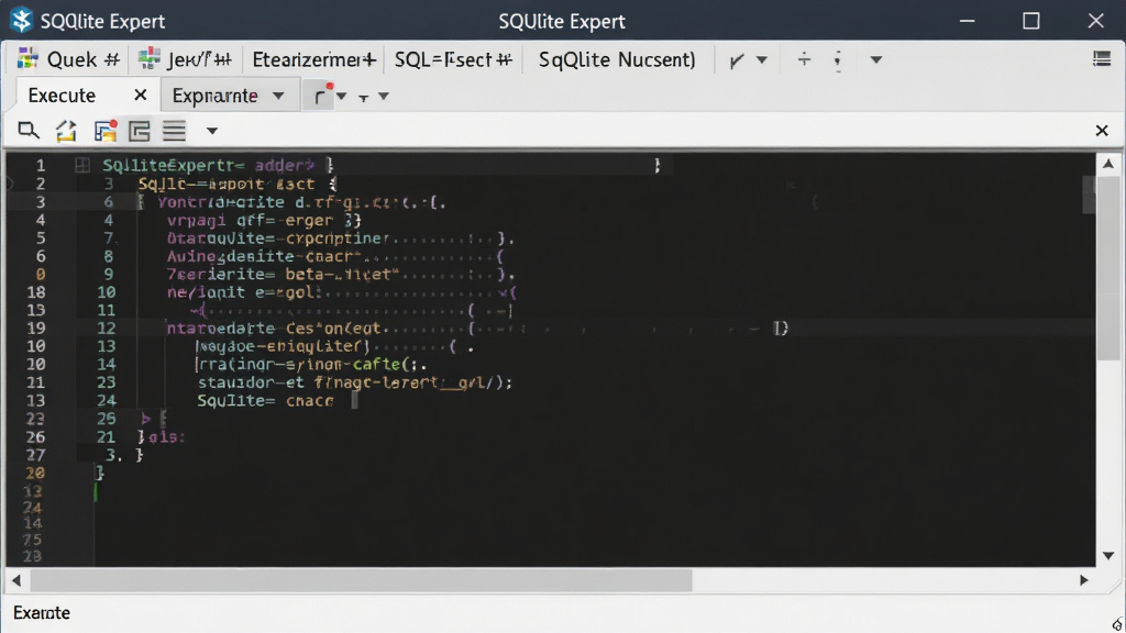 һ��չʾSQLite Expert����SQL�༭����ͼƬ������Ϊ���ǩSQL��ѯ���ڣ�����Ϊ������ǩ�����·�����༭�����Ű����࣬���Ϊ��ɫ�������⣬ϸ�ڰ����﷨�������к���ʾ��ִ�а�ť����������������ɾ����޶���Ԫ�أ�ͼƬ�����ֱ�ע