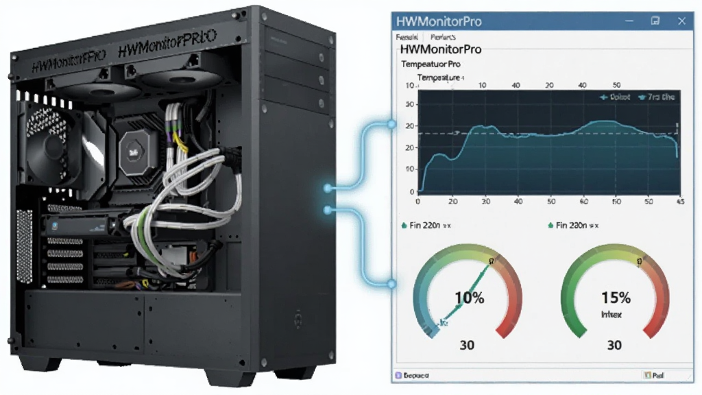 һ�ź���ͼ�ĿƼ��廭�����������һ̨̨ʽ���������ڲ��ṹ���Ҳ��� HWMonitorPro ������������壬�м��÷����������ӣ��������ʾ�¶����������ת�ٱ��̣���������ˬ��Լ�����ʸɾ������ֱ�עΪ��HWMonitorPro�����޶���Ԫ��