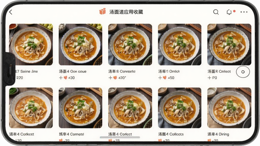 �����Ӧ���ղ�ҳ�棬չʾ������ղص������������ͼ�����沼�����룬��ɫ��ͣ��ֻ���Ļ�������������ɾ��޶���Ԫ��