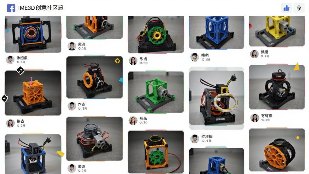 IME3D��������ҳ��չʾ������Ϊ��ʽ������3D��ӡ��ƷͼƬǽ������Ϊ�ٲ������У��Ű���ã����Ϊ�罻�����磬ϸ�ڰ������ް�ť������ͷ�����Ʒ���Ʊ�ǩ�����ʸ��壬�ɾ����޶���Ԫ��