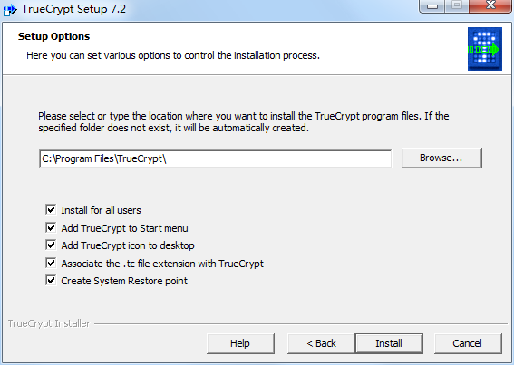 TrueCrypt 磁盘加密软件界面截图