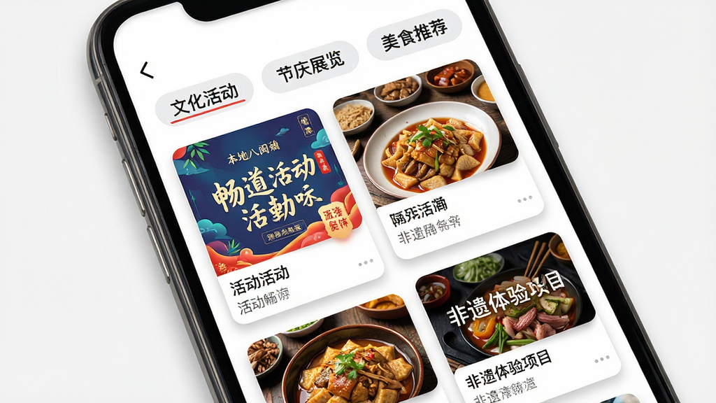 ��������Ϊ���ΰ���Ӧ�õı�����Ѷ���棬�ֻ���Ļ��չʾ���������ʳͼƬ�����������Ŀ��Ƭ����Ļ�Ϸ��С��Ļ����������չ��������ʳ�Ƽ��������ǩ������Ϊ�ֻ���Ļ����չʾ���Ű�����ٲ�����ʽ�����Ϊ���õ���Ѷ��UI��ƣ�ϸ���Ͽ�Ƭ��Ӱ��͡�ͼƬɫ�ʱ��������������׶������ʸ��壬�ɾ��޶���Ԫ��