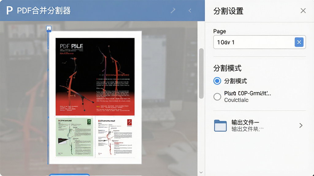 AI��ͼ������Ϊ��PDF�ϲ��ָ�������ҳ��ָ�������棬����Ϊ�����ʾԭʼPDF����ͼ���Ҳ�Ϊ�ָ����������壬�Ű�Ϊ���ҷ��������Ϊ��ˬ����磬ϸ�ڰ���ҳ��ѡ��򡢷ָ�ģʽѡ�����ļ���ͼ�꣬���ʸ��壬����ɾ����޶���Ԫ��