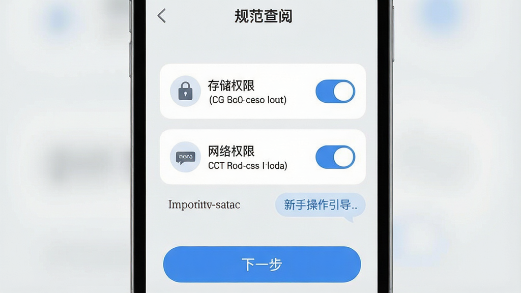 һ�š��淶���ġ��ֻ�Ӧ�õ����ֲ�������ͼ������Ϊ�ֻ���Ļ��ʾ��װȨ�����ý��棬�����洢Ȩ�ޡ�����Ȩ�޿��أ�����Ϊ�������У�ÿ��Ȩ��������ͼ���˵�����֣��Ű������ˣ����Ϊ��ƽ��UI��ƣ�ǳ�ұ���������ɫ��ť��ϸ�ڰ���Ȩ�޿��ص�Բ�Ǿ��Ρ���ʾ���ֵ����ݿ򡢵ײ�����һ������ť�����ʸ��壬����ɾ����޶���Ԫ�ء�