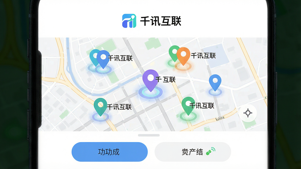 �ֻ���Ļ������ʾһ�ų��е�ͼ����ͼ���ж����ɫ��λͼ�꣬ͼ���Ա�ע��ǧѶ�����������������Ǽ��İ�ɫ���棬����Ϊ���½ṹ���Ϸ�������logo���·��ǹ��ܰ�ť���У����Ϊ��ƽ���Ƽ��磬ϸ�ڰ�����λ����Ч��������״ָ̬ʾ�����ʸ��壬�ɾ����޶���Ԫ��