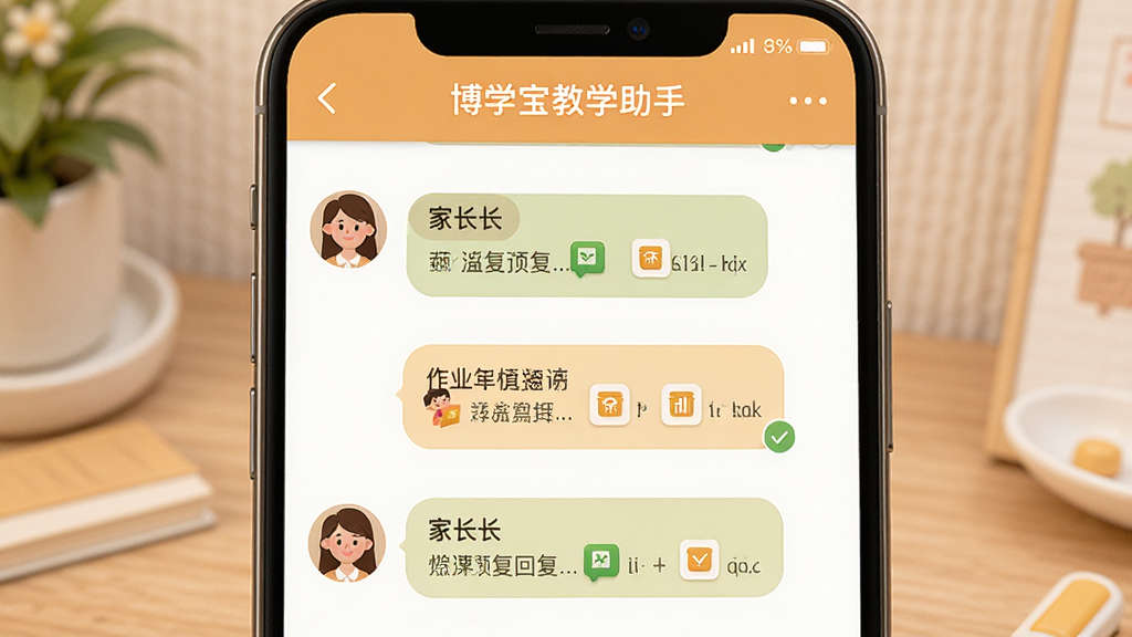 ��ѧ����ѧ���ּ�У��ͨ���棬����Ϊ�ֻ�����Ϣ֪ͨҳ�棬����Ϊ������Ϣ�б����Ű�������ݶԻ�����ʽ�����Ϊ��ܰ��ͨ�磬ϸ�ڰ�����ʦͷ�񡢼ҳ��ظ����ݡ���ҵ����ͼ�꣬���ʸ��壬�ɾ��޶���Ԫ��