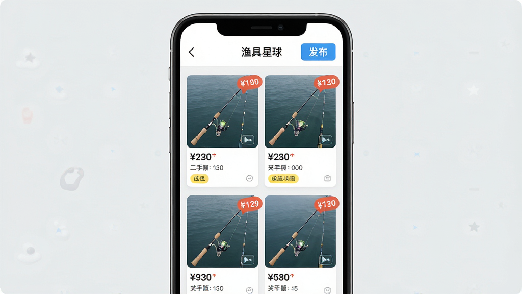 һ��չʾ�������APP���ý��װ����ֻ�����ͼ�������������ֻ���Ļ����Ļ����ʾ������͵���Ʒ�б���ÿ����Ʒ��ͼƬ���۸�ͳ�ɫ�����������з�����ť������Ϊ�ɾ���ǳ��ɫ������Ϊ�������񣬷���Լʵ�ã�ϸ���ϴ��б�ǩ�ͼ۸����ݣ������������ɾ����޶���Ԫ�أ�ͼƬ������Ϊ���������