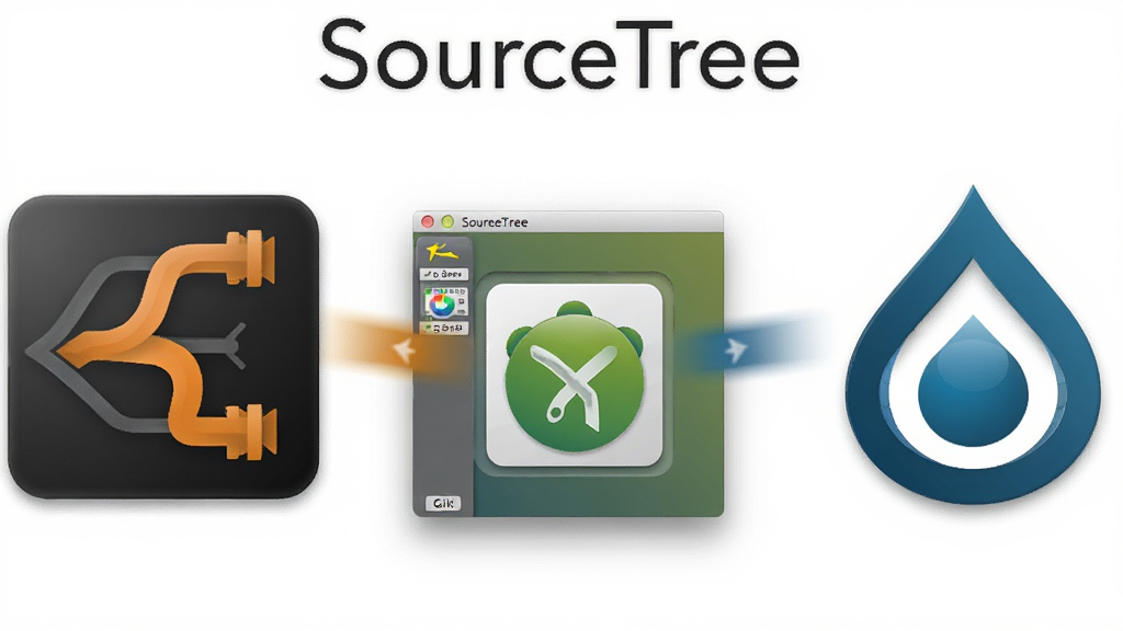 һ��չʾ SourceTree ����˫�汾����֧�ֵ�ʾ��ͼ���������Ϊ Git ��־�Եĳ�ɫ��֧ͼ�꣬�Ҳ�Ϊ Mercurial ����ɫˮ��ͼ�꣬�����������۵� SourceTree ����������ͼ���ϡ����ֲ������ҶԳ�ʽ����������ͼ��ͻ�������Ϊ��Լ����磬ϸ�ڰ���ͼ�꽥�䡢��Ӱ��Ρ��ɾ��İ�ɫ���������ʸ��壬������Ԫ�أ������д��С�SourceTree�����֡�