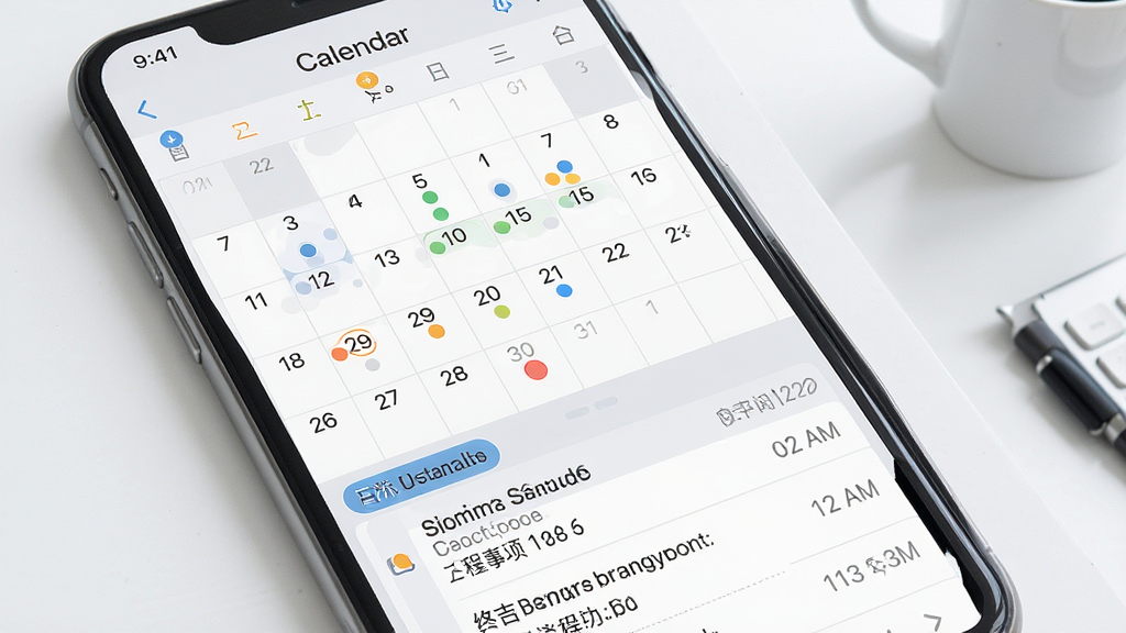 �ռ���ʦ����̨�ճ����ѹ���չʾͼ������Ϊ�ֻ��������棬���ڸ��б�ע�в�ɫԲ���ʾ�ճ̰��ţ��·��б���ʾ���������ʱ�䣬����ɫ��Ϊǳ������ɫ���䣬����Ϊ�ɾ������滷�������Ϊ��ƽ��UI��ƣ�ϸ�ڰ���������������ͼ�ꡢʱ���ǩ�����ʸ��壬�ɾ����޶���Ԫ��