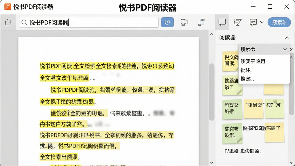 һ��չʾ����PDF�Ķ���ȫ�ļ�������ע���ܵĲ�������ͼ�������������������ĵ�ҳ����ʾ�ദ��ɫ�����ؼ��ʣ��Ҳ���ע����г���ǩ���ݣ����������������˹ؼ��ʣ��������۴��С�����PDF�Ķ�������ʶ������Ϊ����������ʾ�������칫��ϸ�ڰ���������ǡ���עͼ�ꡢ���������б��������������ɾ����޶���Ԫ��