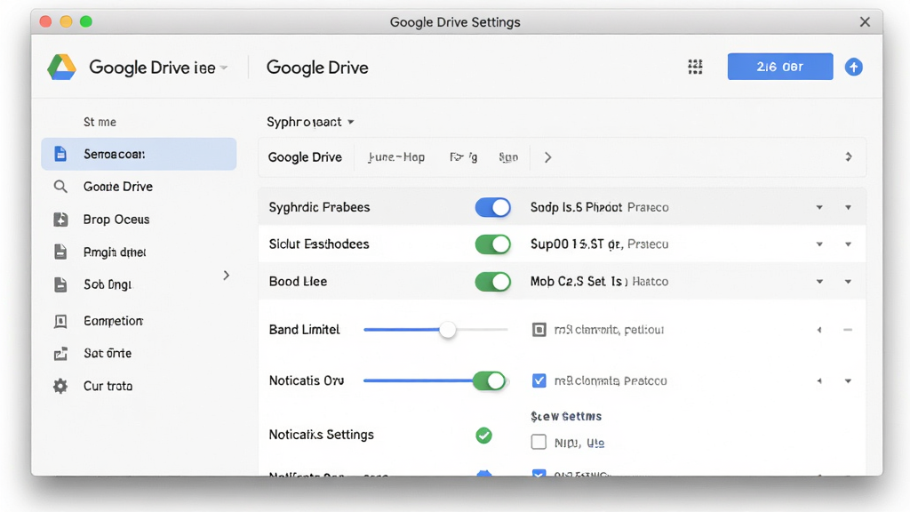 Google Drive �ͻ������ý����ͼ�������Ϊƫ�����ô�����ͬ��ѡ��أ����ֲ������˵��Ҳ����飬�Ű��Ϸ�Ϊ�˺���Ϣ�·�Ϊͬ���ļ����б������Ϊ�ִ���������磬ϸ�ڰ�����ʽ�ļ����ء��������ƻ��顢֪ͨ���ø�ѡ�򣬻��ʸ��� �ɾ� �޶���Ԫ��