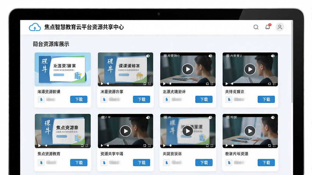 �����ǻ۽�����ƽ̨��Դ�������Ľ��棬����Ϊ�ƶ���Դ��չʾҳ������Ϊ������Դ��Ƭ���У��Ű����룬���Ϊ���½����磬ϸ�ڰ����μ����桢��Ƶ����ͼ�����ذ�ť�����ʸ��壬����ɾ����޶���Ԫ��