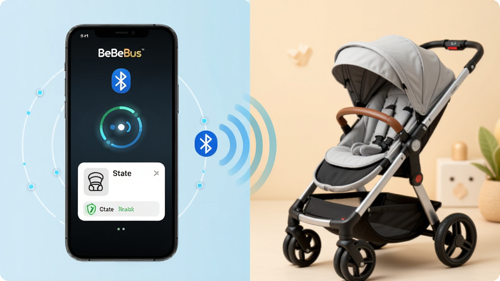 BeBeBusӦ�ý���չʾ�����豸�󶨹��ܣ���������Ϊ�ֻ���Ļ��Ӥ����ͨ�������ź����ӣ�����Ϊ���ҷ���������ֻ��Ҳ�Ӥ�������Ű��࣬���Ƽ���ܰ��ϸ�ڰ�������ͼ�ꡢ���Ӷ������豸״̬��Ƭ�����ʸ��壬�ɾ����޶���Ԫ��