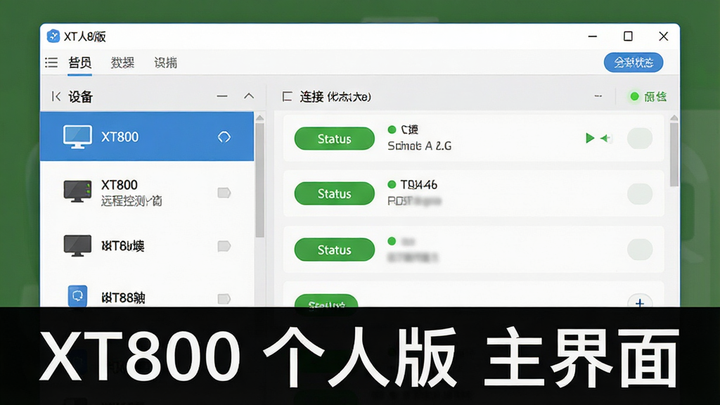 ����չʾXT800 ���˰����������棬����Ϊ����Զ�̿����������ڣ�����Ϊ����豸�б����Ҳ�����״̬��壬�Ű�����ֱ�ۣ����Ϊ�ִ���ƽ��UI��ƣ�ϸ�ڰ����豸ͼ�ꡢ���Ӱ�ť��״ָ̬ʾ�ơ��˵��������ʸ���ɾ��޶���Ԫ�أ�ͼƬ�����ֱ�ע��XT800 ���˰� �����桱