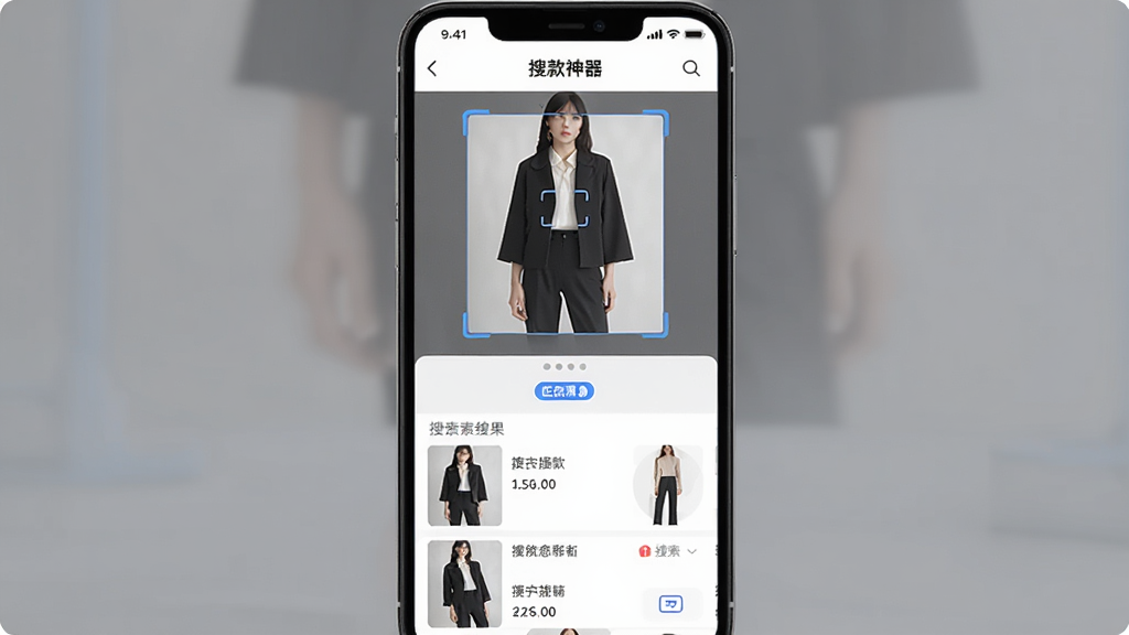 �������ѿ�������������ͼ�ѿ�ܵĲ������棬��Ļ������ʾһ���ϴ��ķ�װͼƬ���·����ڼ���ƥ����������Ϊ���½ṹ���Ϸ���ͼƬԤ�������·�����������б����Ű�����������б�������ͼ�����ֵ���ʽչʾ�����Ϊ�Ƽ���ʮ����ƶ�Ӧ�ý�����ϸ����ͼƬ��Χ��ʶ��������������ƷͼƬ���ϴ�ͼƬ�߶����ƣ����ʸ��壬�������࣬�޶���Ԫ�ء�
